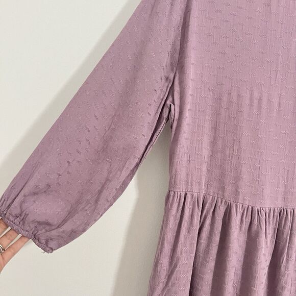 Bohme Shirt Midi Dress Small Lavender Lace Detail Button Down Boho Hippie Relax - Picture 2 of 7